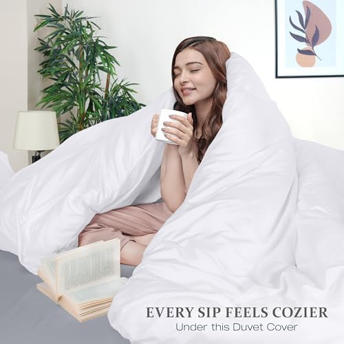 Utopia Bedding Duvet Cover King Size - 3 Piece with Zipper Closure - 1 Comforter Cover 104X90 Inches & 2 Pillow Shams 20X36 Inches (White) Comforter Not Included
