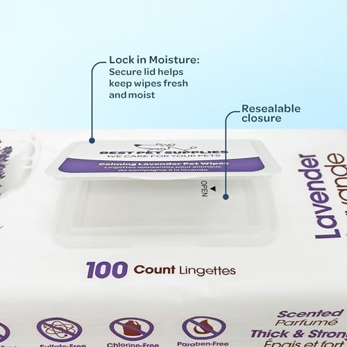 Best Pet Supplies Pet Wipes for Dogs - Dog Wipes Cleaning Deodorizing, for Coats, Ears, Paws - Calming Lavender, 400 Count