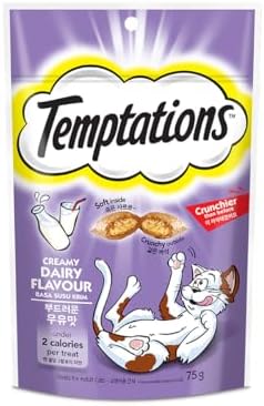 Temptations Classic Crunchy and Soft Cat Treats, Creamy Dairy Flavor, 3 oz. Pouch (Pack of 12)