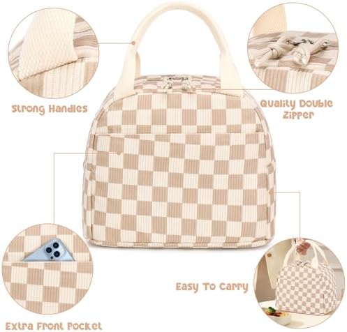 Bluboon Lunch Bag for Women Men Cute Corduroy Lunch Tote Bags Reusable Insulated Lunch Box Large Capacity Reusable Insulated Cooler for Work Picnic or Travel