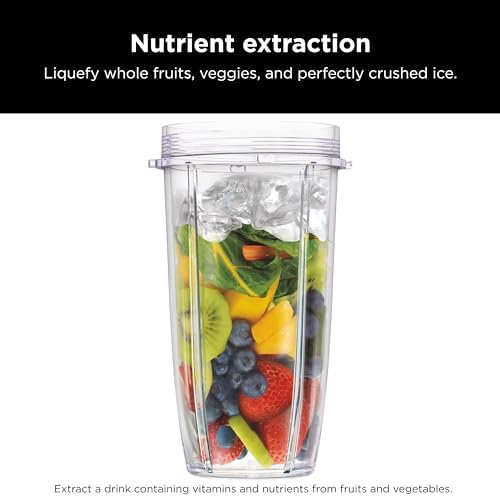Ninja BN401 Nutri Pro Compact Personal Blender, Auto-iQ Technology, 1100-Peak-Watts, for Frozen Drinks, Smoothies, Sauces & More, with (2) 24-oz. To-Go Cups & Spout Lids, Cloud Silver