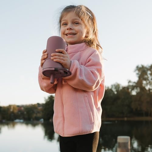 BrüMate Leap 12oz 100% Leakproof Kids Tumbler with Handle and Silicone Soft Straw | Drop Resistant Silicone Sleeve | For Kids 4+ | Insulated Stainless Steel | Cup Holder Friendly | (Nightfall Blue)