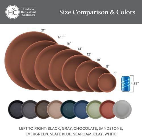 The HC Companies Flower Pot Saucers - Plastic Plant Saucer for Outdoors & Indoors - Traditional Design Plant Pot Trays for Water Drainage - Durable Round Plant Tray (Pack of 1, 21-inch Warm Gray)