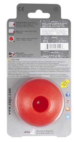 Rogz Fun Dog Treat Ball in various sizes and colors, Medium, Red