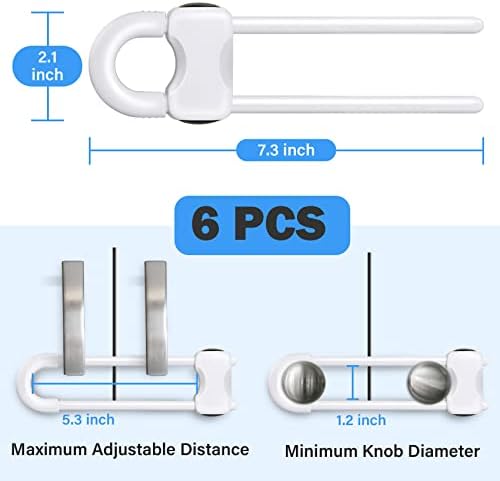 Baby Proofing Cabinets,Cabinet Locks for Babies,U-Shaped Child Locks for Cabinets, Child Proof Cabinet Latches,Child Safety Cabinet Locks with Adjustable by SPISPI (Pack of 6)