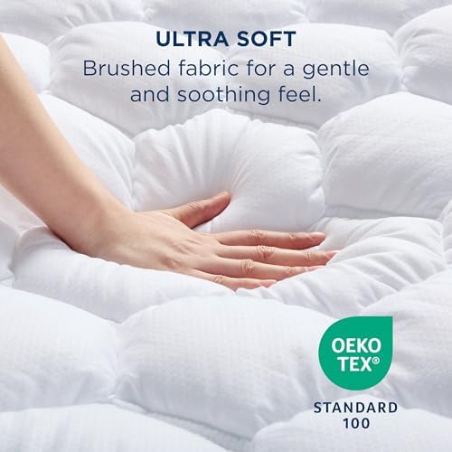 Bedsure Twin XL Mattress Pad - Soft Mattress Topper for College Dorm Room Essentials, Extra Long Twin Quilted Fitted Bed Cover Protector with 8-21 Inches Deep Pocket, Washable, White, 39x80 Inches