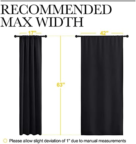 NICETOWN Halloween Black Blackout Curtain Blinds - Solid Thermal Insulated Window Treatment Blackout Drapes/Draperies for Bedroom (2 Panels, 42 inches Wide by 63 inches Long, Black)