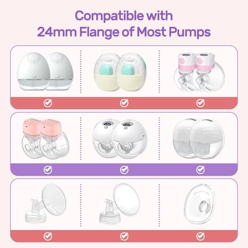 Nuliie 10PCS Flange Sizing Kit 12/14/16/18/20mm for 24mm Flange/Shield of Most Pumps, Silicone Flanges Insert for Momcozy/Spectra Electric Breast Pump, Pumping Essential Kit for Moms