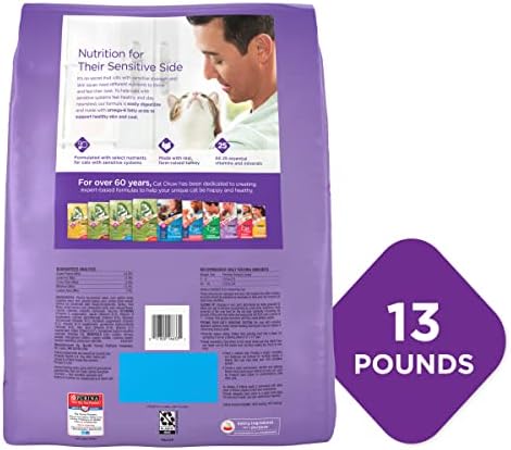 Purina Cat Chow Gentle Dry Cat Food, Sensitive Stomach + Skin - 13 lb. Bag