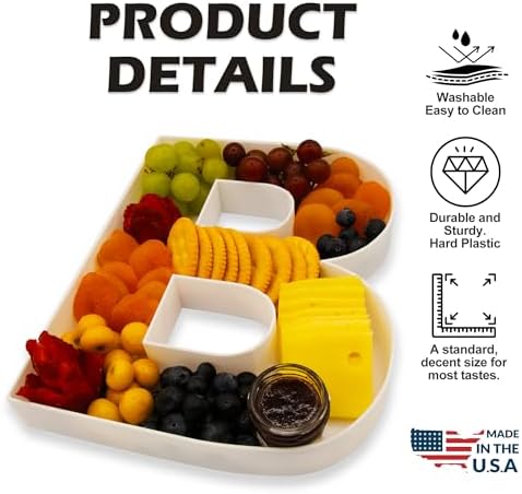10" Reusable Plastic Box Form Tray Display for Treats, Charcuterie, Cake Pop, Candy, Charcuterie Box, Custom Charcuterie Letters Fillable - Reusable Letter Box - (White Plastic, &)