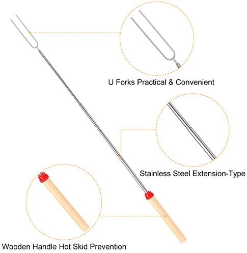 12 PCS Marshmallow Roasting Sticks, Telescoping Smores Sticks for Open Fire Pit, 32 Inch Long Marshmallow Toasting Barbecue Forks S'mores Skewers for Campfire Camping Hotdog Hot Dog Bonfire Grill