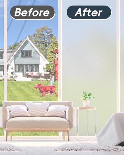 Frosted Glass Window Privacy Film Decorative with Tools, 2 Way Frosting Privacy Film for Glass Windows, Static Cling Tint for Home Anti-UV, Covering Clings 29.5" by 78.74"