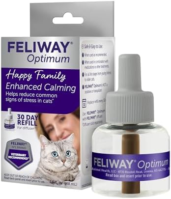 FELIWAY® Optimum 30 Day Cat Calming Refill for Pheromone Diffuser, 48ml - Helps Reduce Common Signs of Stress in Cats & Kittens, Enhanced Calming