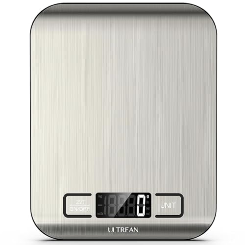 Ultrean Food Scale, 33lb Digital Kitchen Scale for Food Ounces Grams, 304 Stainless Steel, Type-C Charging and Batteries, Perfect for Meal Prep, Cooking, and Baking