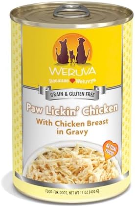 Weruva Classic Dog Food, Paw Lickin’ Chicken with Chicken Breast in Gravy, 14oz Can (Pack of 12)