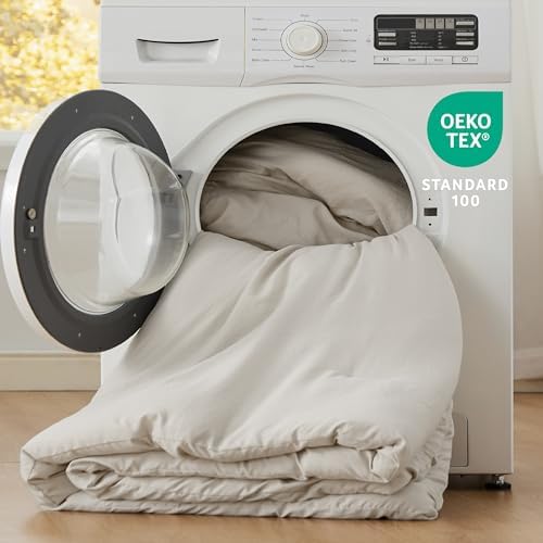 Bedsure Queen Size Comforter Set, Beige Soft Prewashed Bedding for All Seasons, 3 Pieces GentleSoft™ Warm Down Alternative Bed Set, 1 Lightweight Comforter (90"x90") and 2 Pillowcases (20"x26")