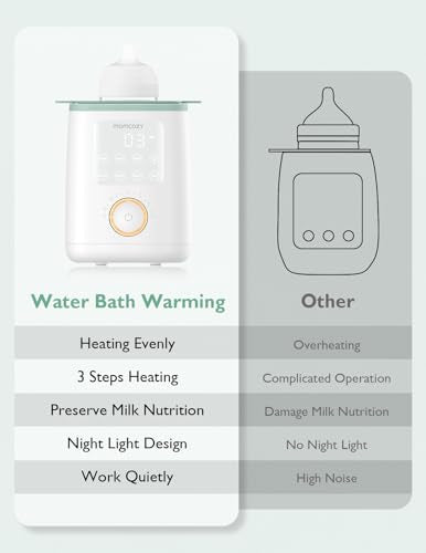 Momcozy Retain Nutrients Bottle Warmer, 9-in-1 Baby Bottle Warmer with Night Light, Accurate Temperature to Preserve Fullest Nutrients in Breast Milk, Bottle Warmers for All Bottles