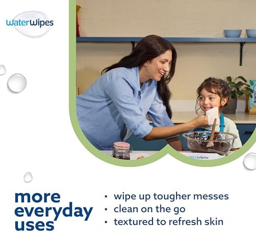 WaterWipes Textured Clean, Toddler & Baby Wipes, 99.9% Water, 3-In-1 Cleans, Cares, Protects, Unscented & Hypoallergenic, 720 Count (12 Packs), Packaging May Vary