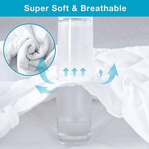 Lunsing Full Size Mattress Protector, Waterproof Breathable Noiseless Mattress Pad with Deep Pocket for 6-16 Inch Mattresses, White
