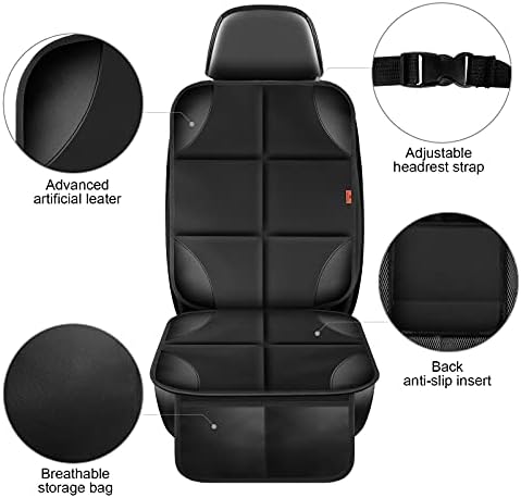 Car Seat Protector 1 Pack Car Seat Cushion Mat Thickest Padding,Waterproof 600D Fabric Car Seat Covers for Non-Slip Backing Mesh Pockets for Baby and Pet (Black, 1 Pack)