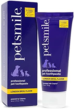 Petsmile Professional Pet Toothpaste for Cats & Dogs - Only VOHC Accepted Toothpaste - Clinically Proven to Control Plaque & Tartar Calprox Formula (London Broil, 2.5 Oz)
