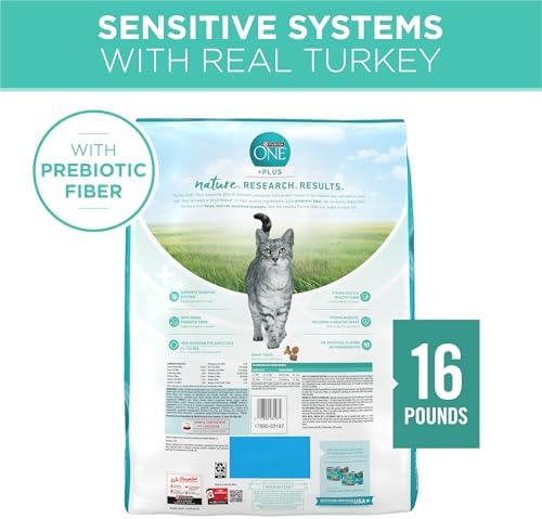 Purina ONE Sensitive Stomach, Sensitive Skin, Natural Dry Cat Food, +Plus Sensitive Skin and Stomach Formula - 16 lb. Bag