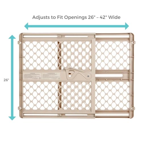 Toddleroo by North States - Supergate Ergo Baby Gate: Plastic Baby Gate for Stairs & Doorways - Adjustable Indoor Safety Gate - Made in USA - 26 to 42 Inches Wide - 26 Inches Tall - Sand