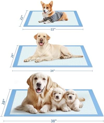 100-Pack X-Large Puppy Pads - 34'' x 28'' Pee Pads for Dogs Potty Training with Leak-Proof Quick-Dry Design, 6-Layer Wee Wee Pads for Dogs, Blue