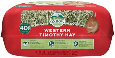 Oxbow Western Timothy Hay for Small Pets – All-Natural Grass Hay for Rabbits, Guinea Pigs, and Chinchillas – High Fiber for Digestive Health and Dental Support – 40 oz Bag