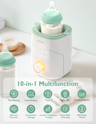 Momcozy Retain Nutrients Bottle Warmer, 9-in-1 Baby Bottle Warmer with Night Light, Accurate Temperature to Preserve Fullest Nutrients in Breast Milk, Bottle Warmers for All Bottles