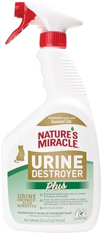 Nature’s Miracle Urine Destroyer Plus Cat, 32 Ounces, Enzymatic Formula, Ready-to-Use