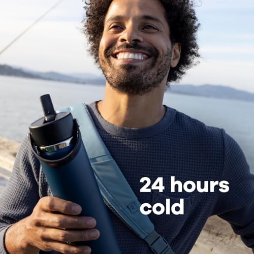 Hydro Flask 32 Oz Wide Flex Straw Cap Bottle - Insulated Stainless Steel - Wide Straw Lid, Non Spill, Leakproof in Polar Plunge