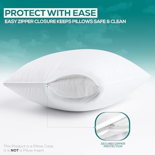 Utopia Bedding Waterproof Pillow Protectors Zippered Body Size (2 Pack, White), Zippered Pillowcases, Bed Bug Proof Pillow Encasement Covers 20 x 54 Inches