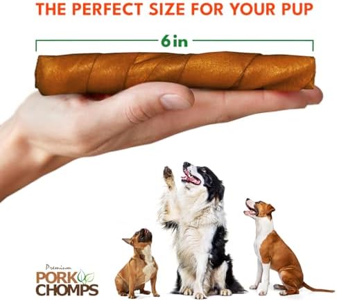 Pork Chomps Roasted Pork Skin Dog Chews, 6-inch Twists, 15 Count