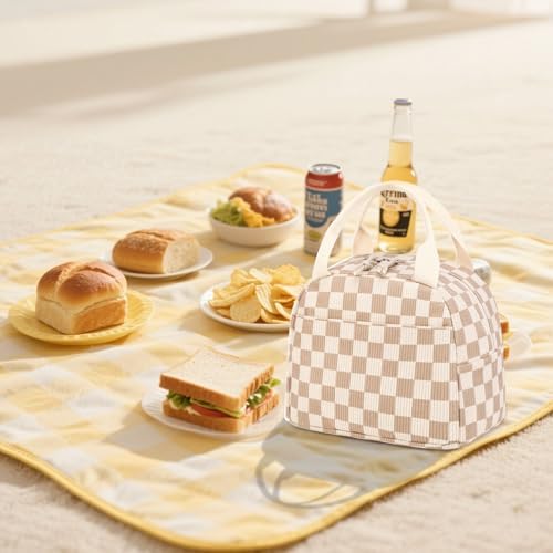 LEDAOU Lunch Box for Women Insulated Lunch Bag Corduroy Lunch Tote Bags Leakproof Cooler Lunch Case for Travel Work Picnic