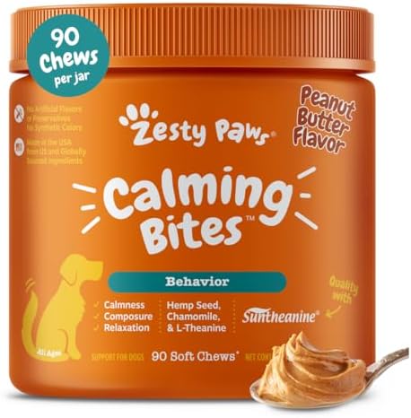 Zesty Paws Calming Chews for Dogs Composure & Relaxation for Everyday Stress & Separation Peanut Butter 90 Count