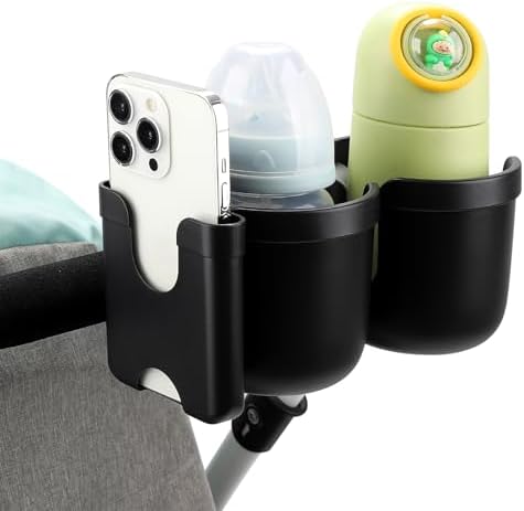 Accmor Stroller Cup Holder with Phone Holder, Bike Cup Holder, Universal Cup Holder for Uppababy Nuna Doona Strollers, 2-in-1 Cup Phone Holder for Stroller, Bike, Wheelchair, Walker, Scooter