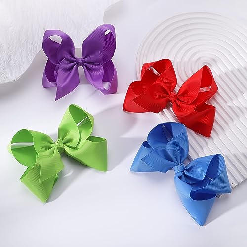 30PCS Big 6 Inch Hair Bows for Girls Grosgrain Ribbon Toddler Hair Accessories with Alligator Clips for Toddlers Baby Girls Kids Teens