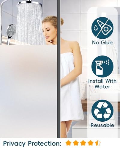 Frosted Glass Window Privacy Film Decorative with Tools, 2 Way Frosting Privacy Film for Glass Windows, Static Cling Tint for Home Anti-UV, Covering Clings 29.5" by 78.74"