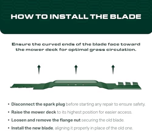 GY20850 Mower Blades for John Deere 42 Inch D105 D130 S100 S110 S240 X300 E100 E110 LA135 Replaces OEM no. AM141033 GX22151 AM131033 AM137333 / Gator Mulching Blades 2 Pack