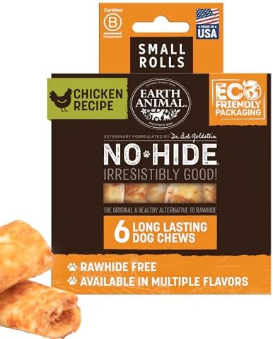 Earth Animal No Hide Small Long Lasting Dog Chew Rolls, Chicken, 7.2 Oz