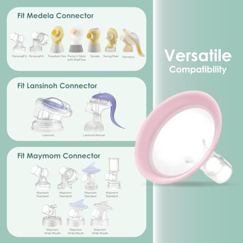 15mm Maymom MyFit Shields, Pano Series; Compatible with Medela Breast Pump- PersonalFit, Freestyle, Harmony, Maxi, Freestyle Flex Connector; Connect to Maymom Widemouth/Narrow Connector, 2pcs