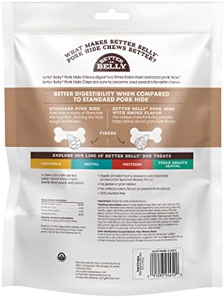 Better Belly Pork Hide Rolls with Smoke Flavor Small, 20 Count, Digestible Pork Hide for Dogs (P-94453)