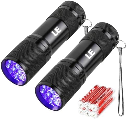 Lighting EVER Black Light Flashlight, Small UV Lights 395nm, Portable Ultraviolet Light Detector for Invisible Ink Pens, Dog Cat Pet Urine Stain, AAA Batteries Included