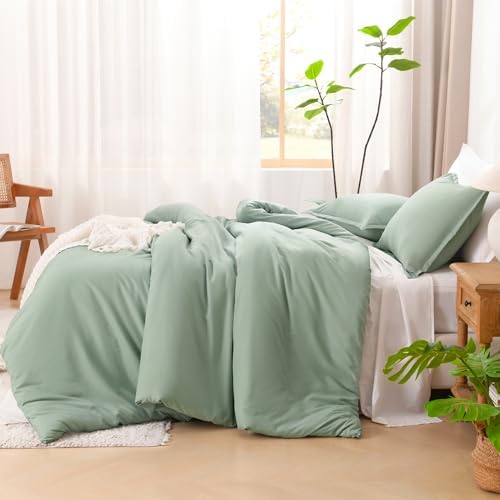 Litanika King Size Comforter Set Sage Green, 3 Pieces Lightweight Solid Comforter King Size, All Season Fluffy Down Alternative Comforter Bed Set Quilt Blanket