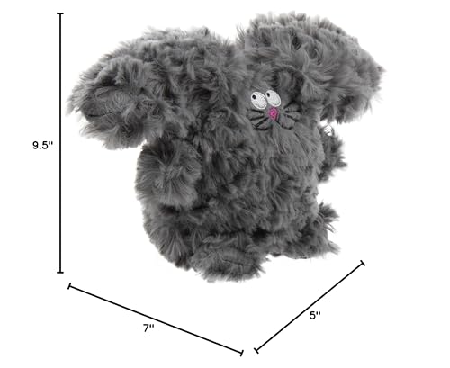 goDog PlayClean Rabbit Squeaky Plush Dog Toy with Odor-Eliminating Essential Oils, Chew Guard Technology - Gray, Large