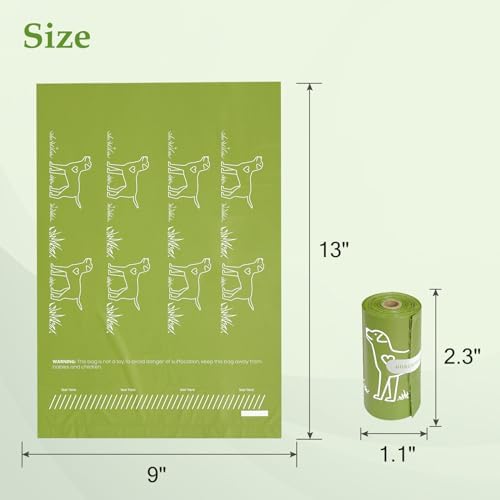 720 Count Unscented 13” x 9”Dog Poop Bags Rolls, Leakproof Strong & Sturdy Waste Bags for Doggie Cat Pet