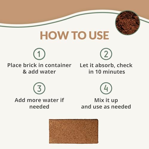 Coco Coir 650gm Bricks (10-Pack) - Organic Coco Coir for Plants - OMRI-Listed Cocopeat Bricks for Garden Soil & Potting Mixes - Coconut Fiber Mixes with Potting Soil for Indoor & Outdoor Plants