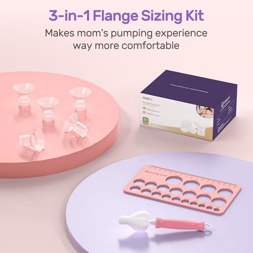 Nuliie 10PCS Flange Sizing Kit 12/14/16/18/20mm for 24mm Flange/Shield of Most Pumps, Silicone Flanges Insert for Momcozy/Spectra Electric Breast Pump, Pumping Essential Kit for Moms