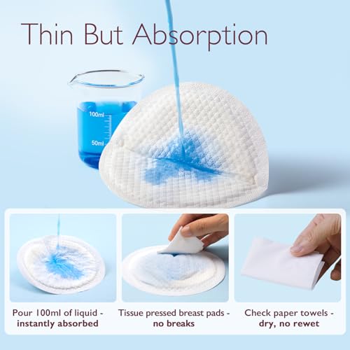 Momcozy Ultra-Thin Disposable Nursing Pads, Super Absorbent and Breathable Breastfeeding Pads, Make The Breasts Light and Unburdened, 3D Shape for The Best Fit, Individually Packaged(120 Count)